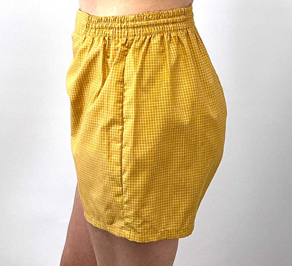 Vintage Cabana Shorts 50s 60s Yellow Windowpane M… - image 4