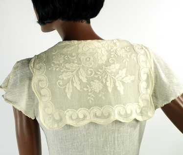 Vintage 70s Boho Blouse Top Gauze & Lace Sailor C… - image 1