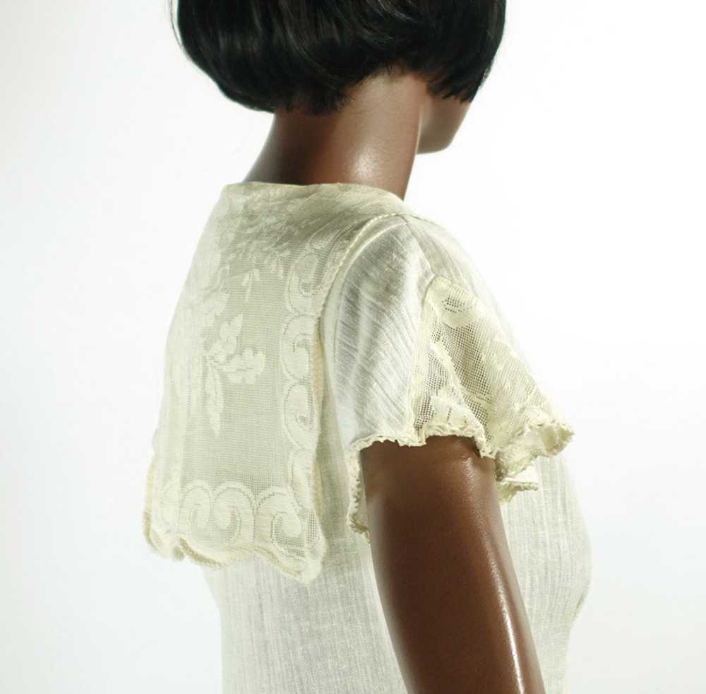 Vintage 70s Boho Blouse Top Gauze & Lace Sailor C… - image 3