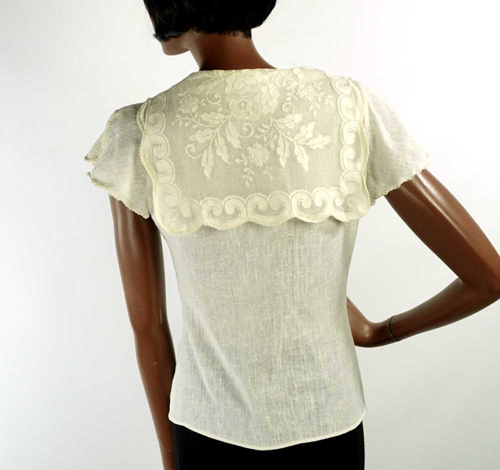 Vintage 70s Boho Blouse Top Gauze & Lace Sailor C… - image 4