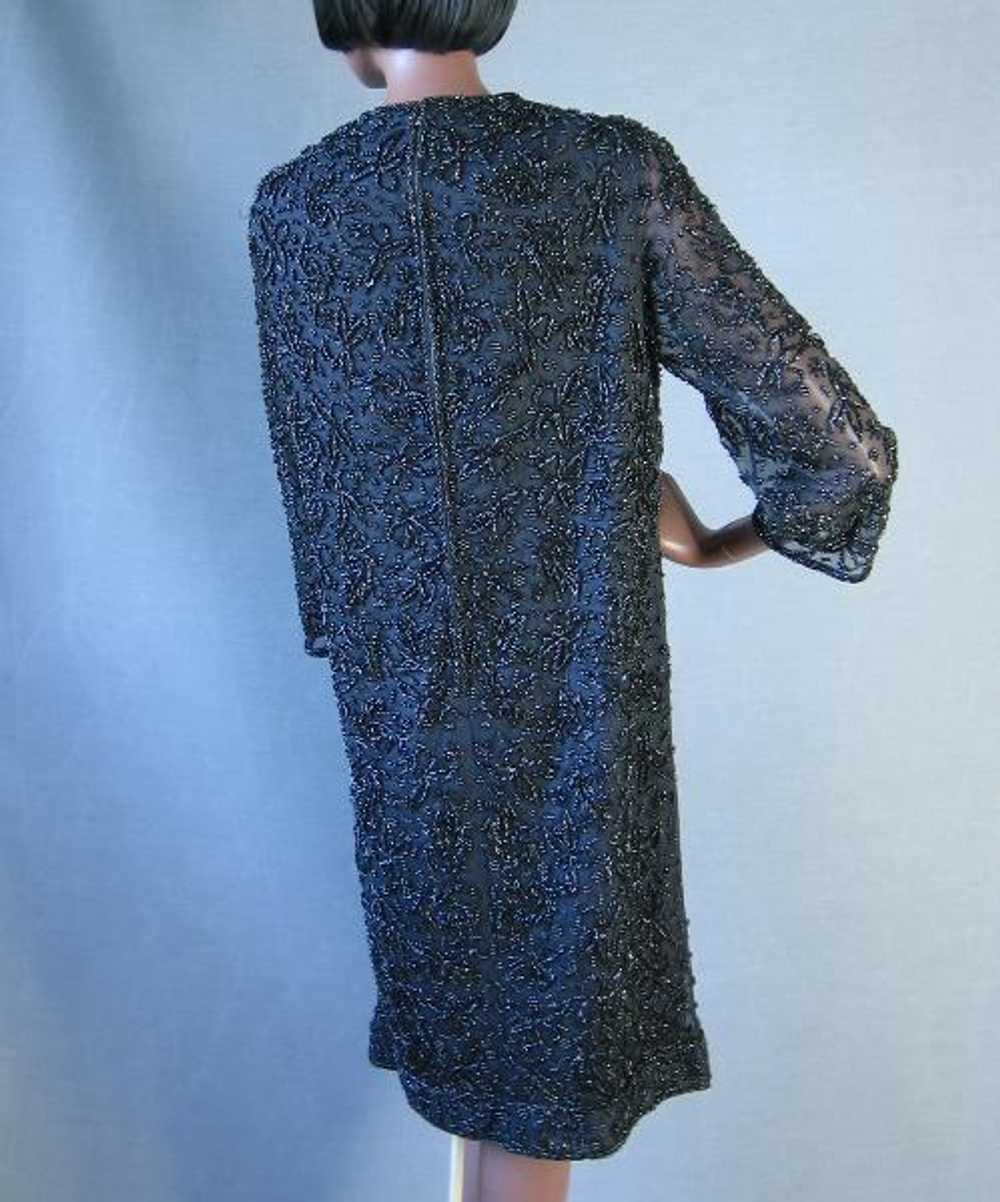 Women's 60s Cocktail Dress Vintage Fully Beaded E… - image 4