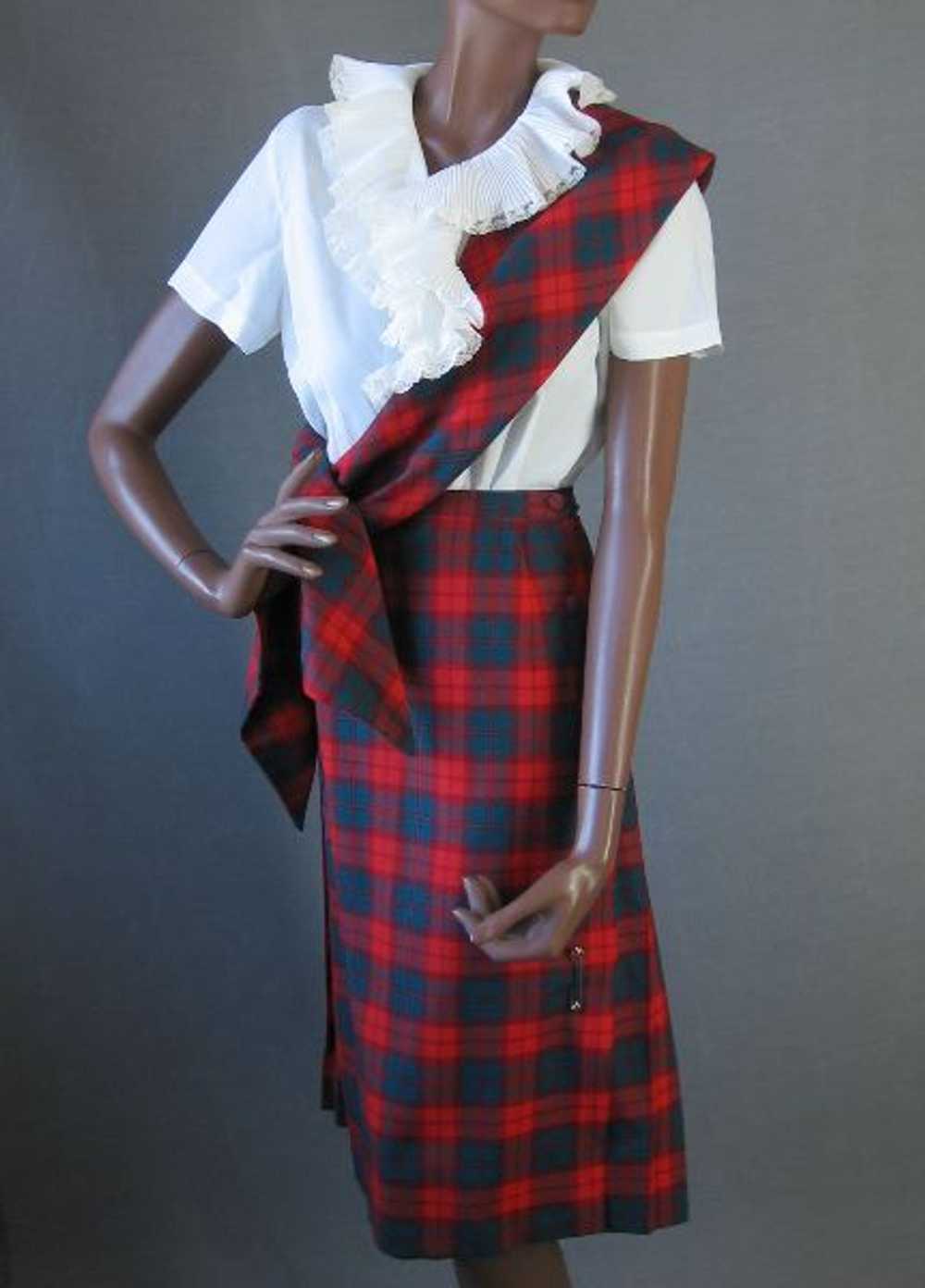 Women's Vintage 60s Skirt Jacket Suit Set Tartan … - image 11