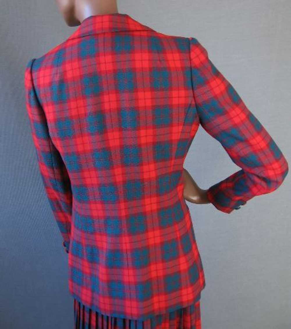 Women's Vintage 60s Skirt Jacket Suit Set Tartan … - image 2