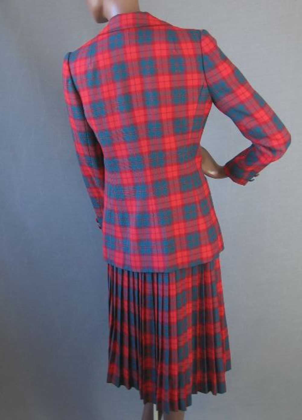 Women's Vintage 60s Skirt Jacket Suit Set Tartan … - image 9