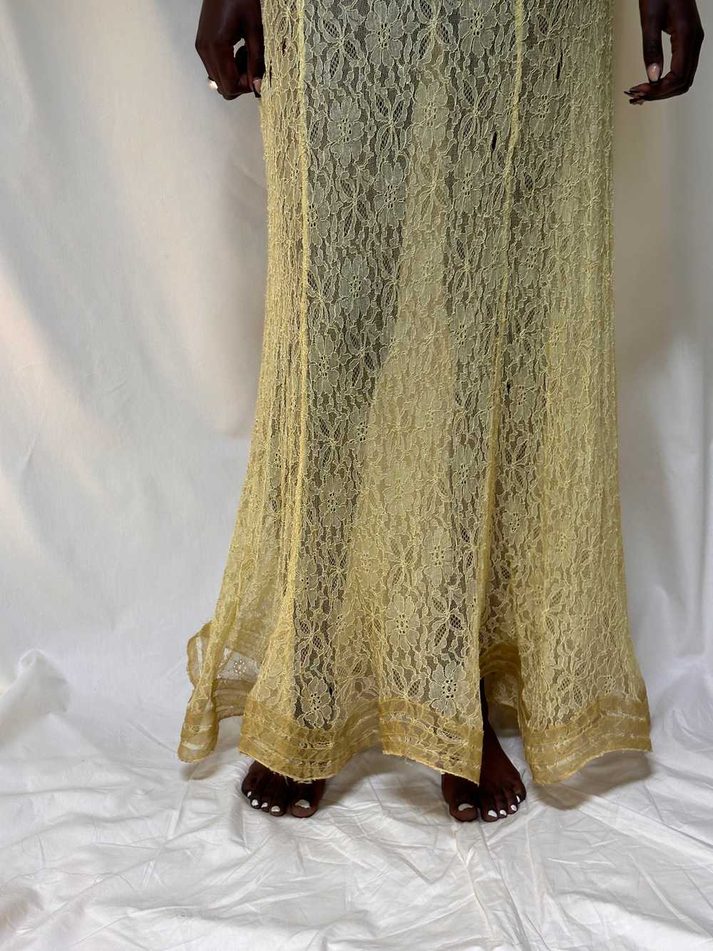 Vintage 1930’s Thrashed Lace Yellow Dress - image 10