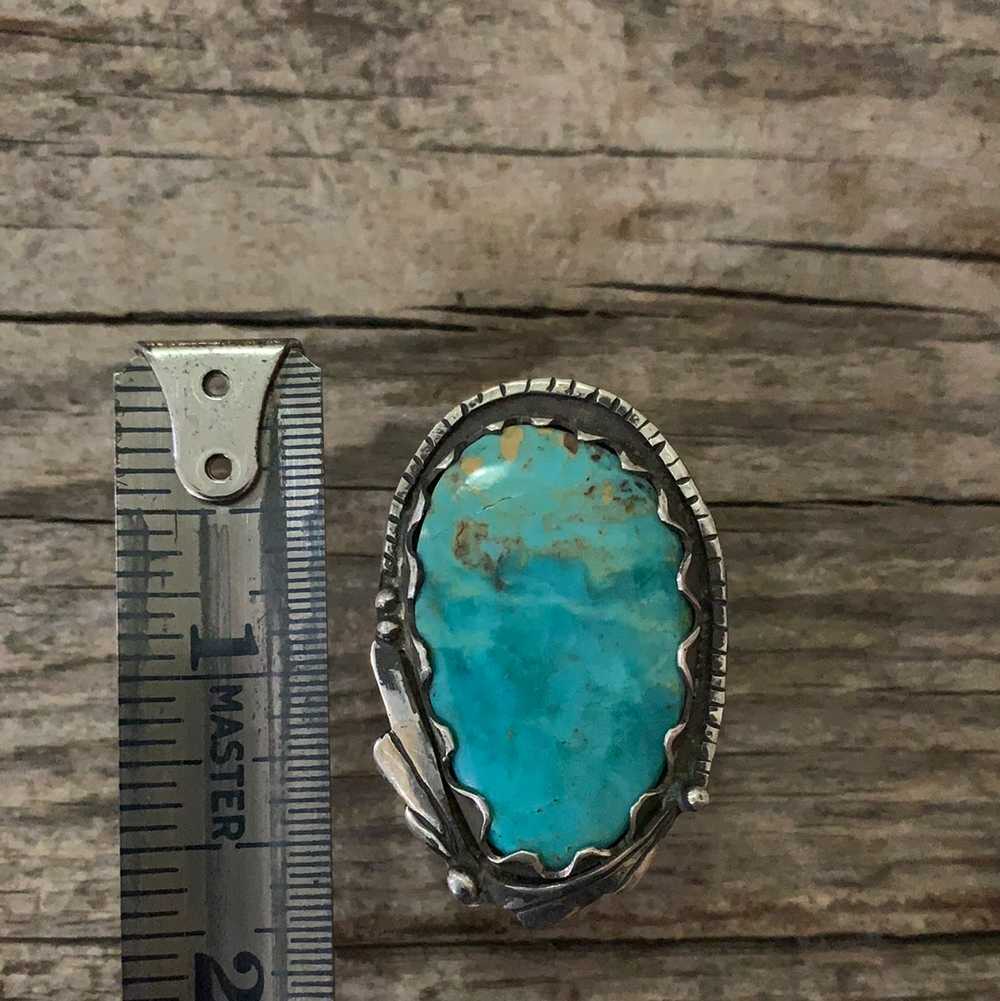 Vintage Native American Silver Turquoise Ring Siz… - image 4