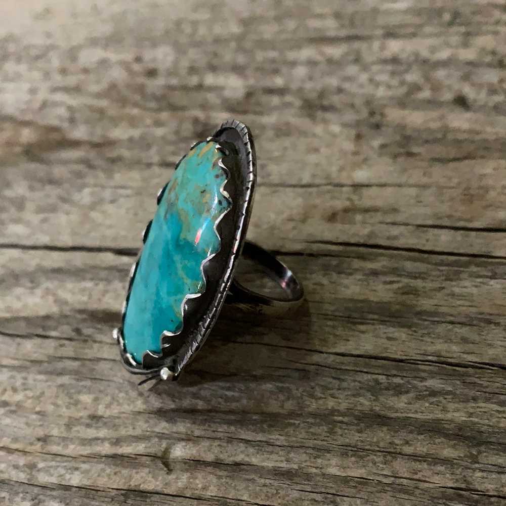 Vintage Native American Silver Turquoise Ring Siz… - image 5