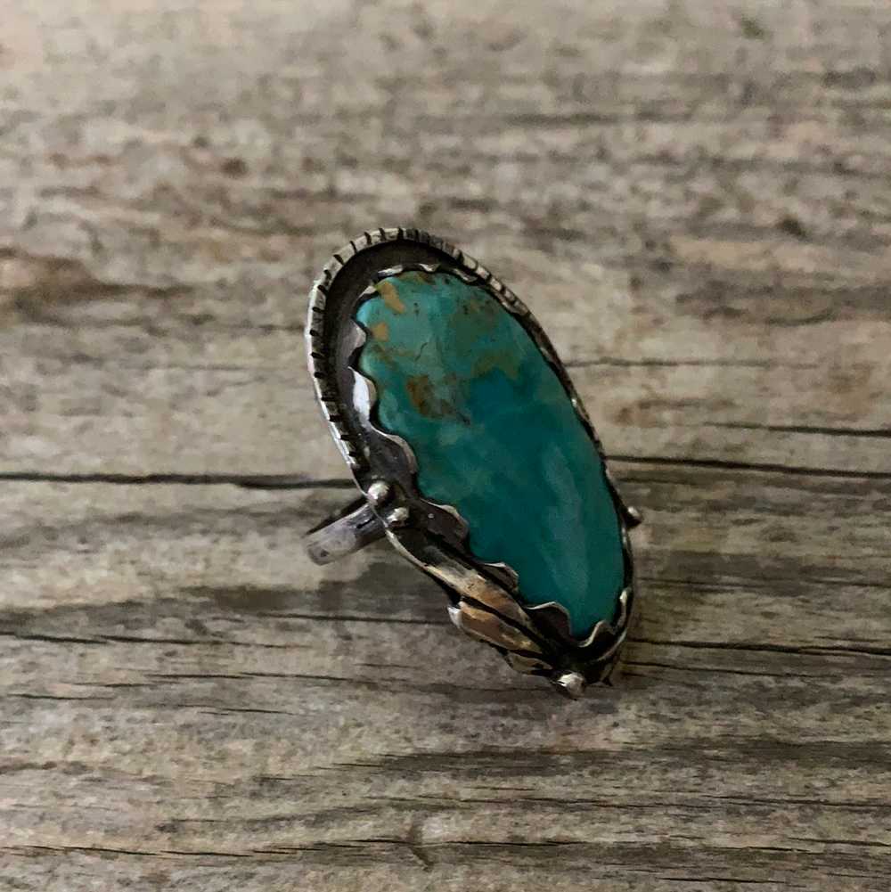 Vintage Native American Silver Turquoise Ring Siz… - image 6