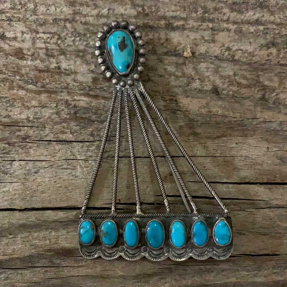 Vintage Native American Silver Turquoise Tear Dro… - image 1