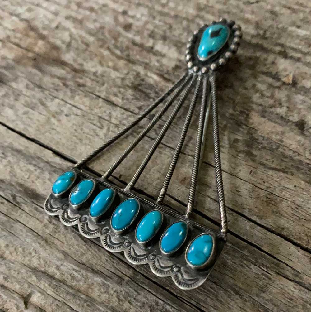 Vintage Native American Silver Turquoise Tear Dro… - image 2