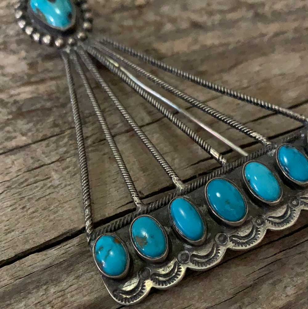 Vintage Native American Silver Turquoise Tear Dro… - image 3