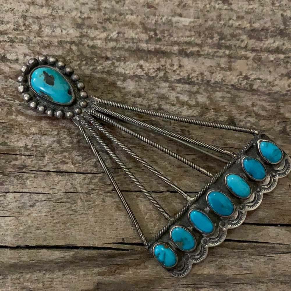 Vintage Native American Silver Turquoise Tear Dro… - image 7