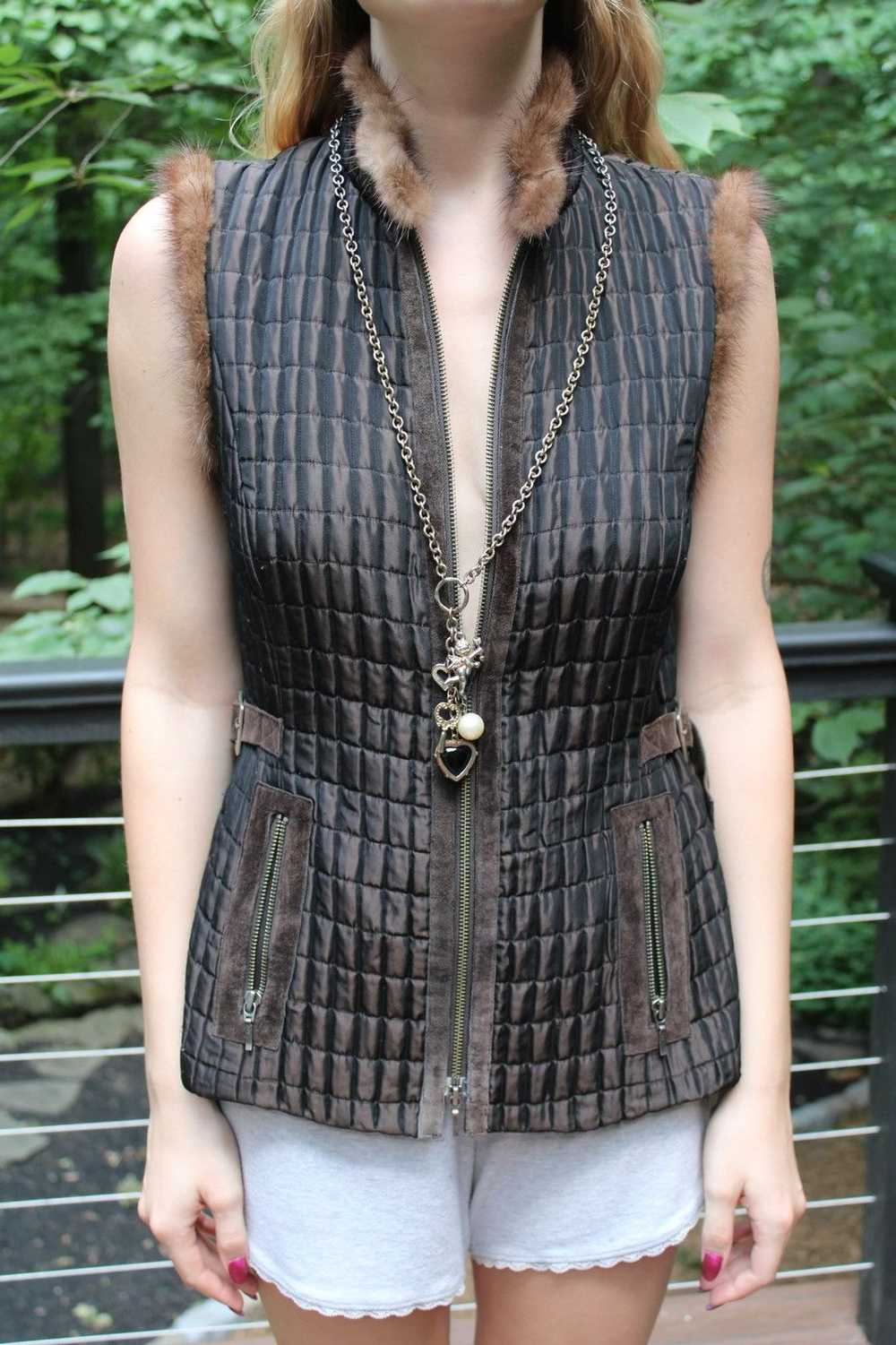 Vintage Vintage Mink Trimmed Tufted Vest - image 1