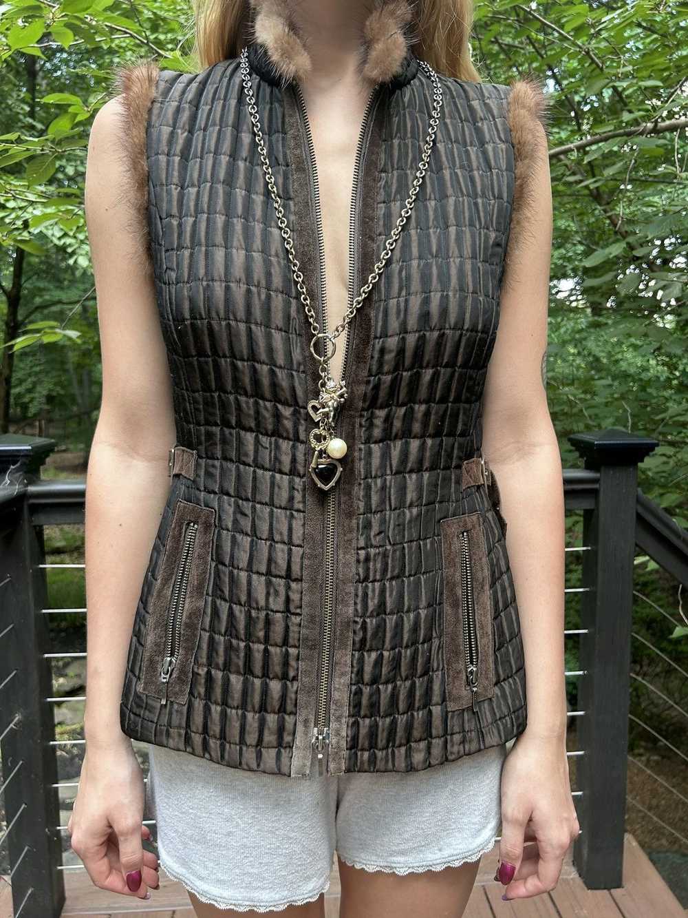 Vintage Vintage Mink Trimmed Tufted Vest - image 2