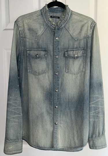 Balmain Balmain Distressed Denim Button-Up - image 1