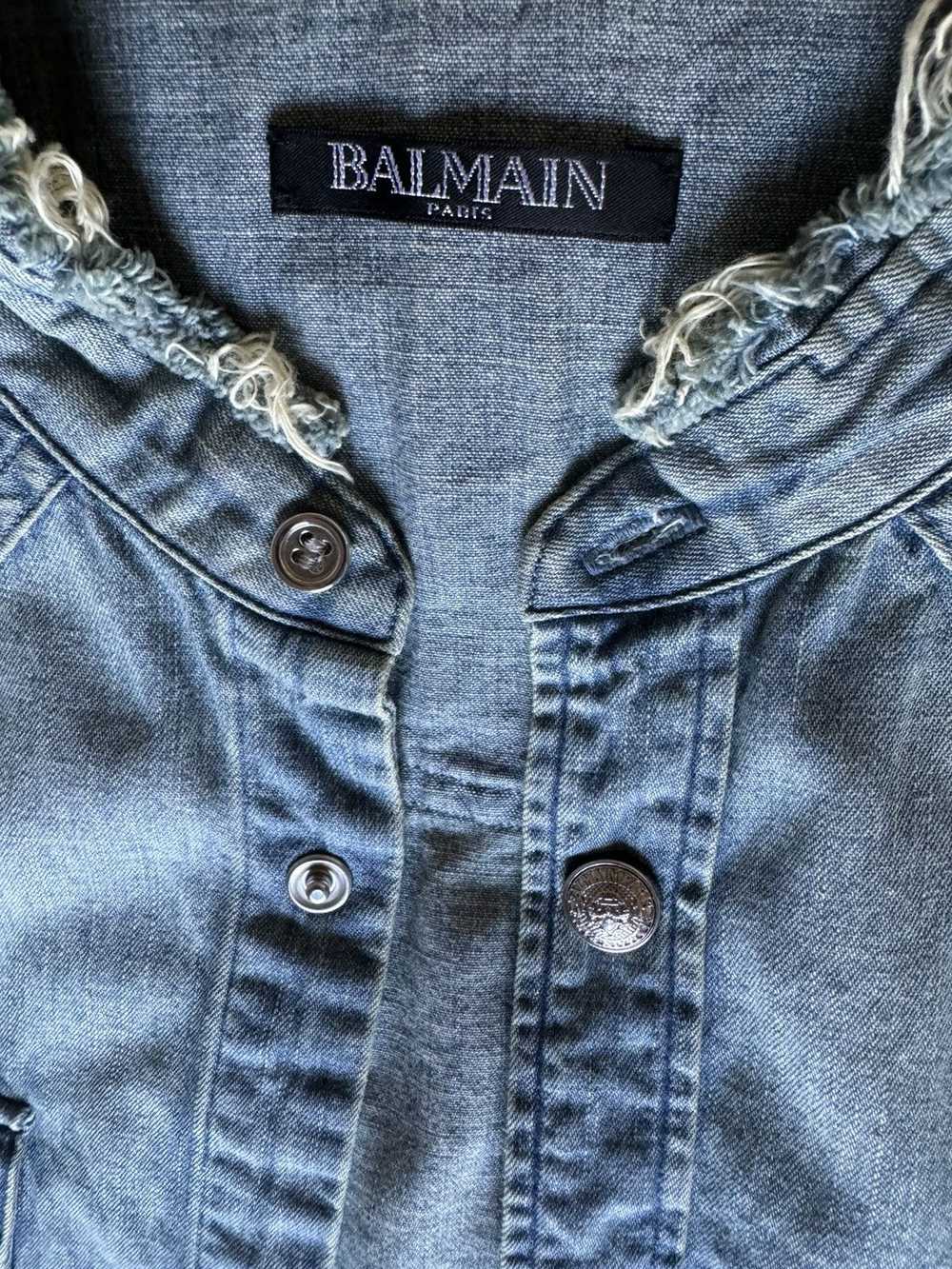 Balmain Balmain Distressed Denim Button-Up - image 4