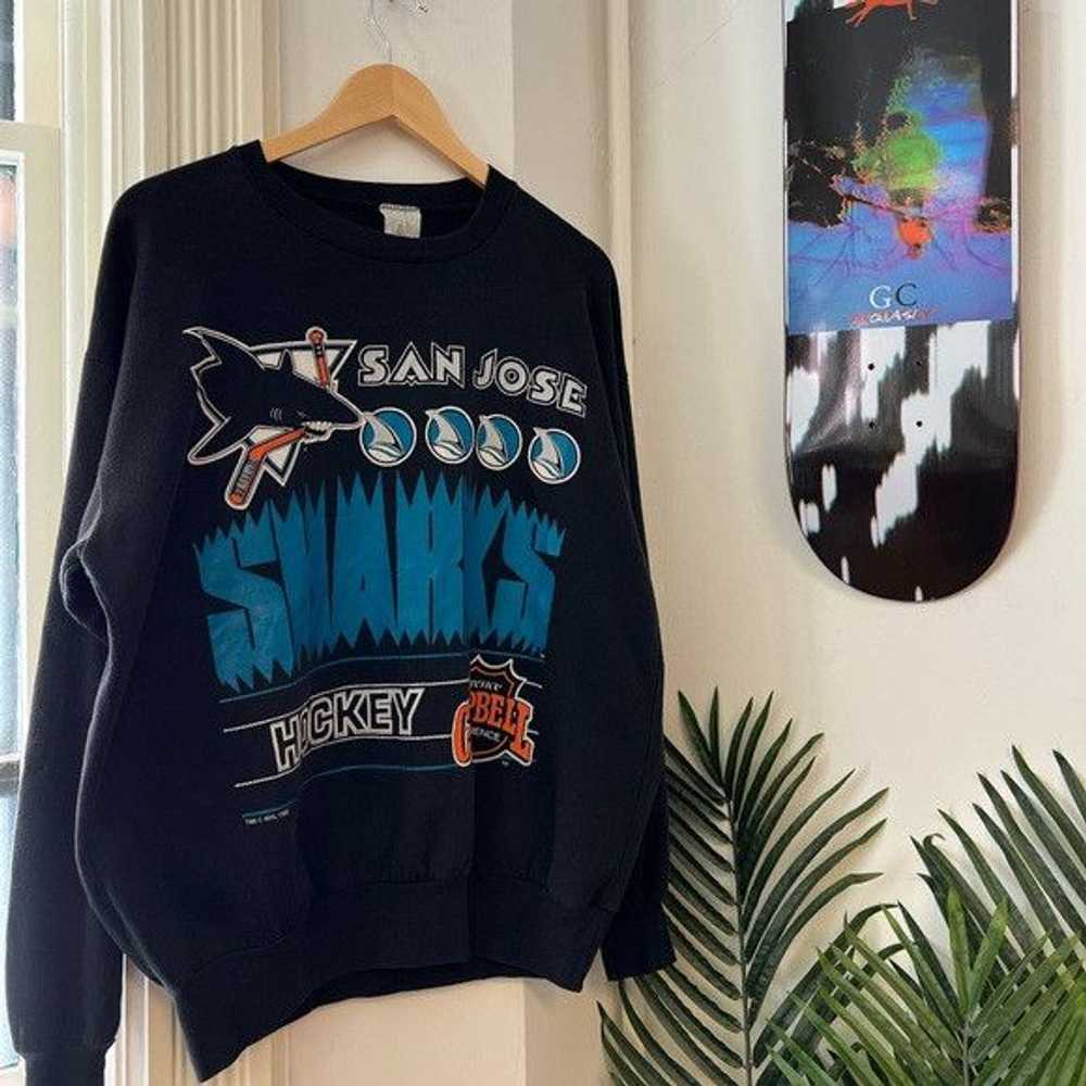 NHL × Vintage 1992 San Jose Sharks Vintage Crewne… - image 1