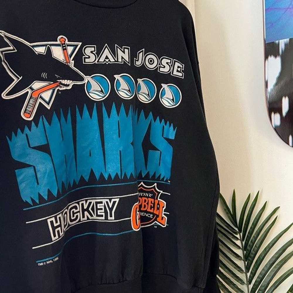 NHL × Vintage 1992 San Jose Sharks Vintage Crewne… - image 3