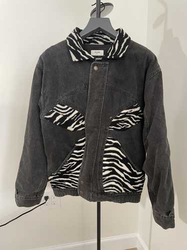 Celine Oversized Panelled Denim and Zebra Print Fe