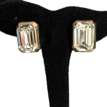 Vintage Coro Emerald Cut Rhinestone Earrings