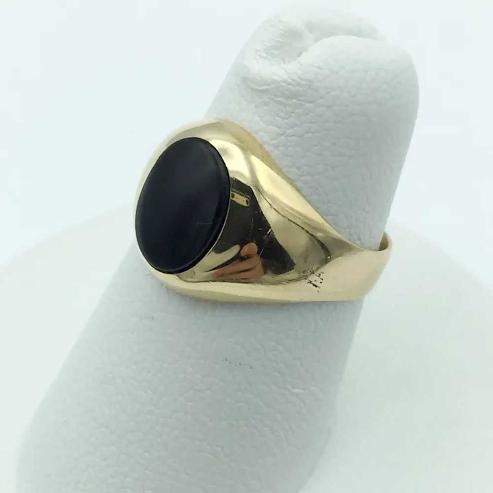 14K Black Onyx Signet Ring - image 3