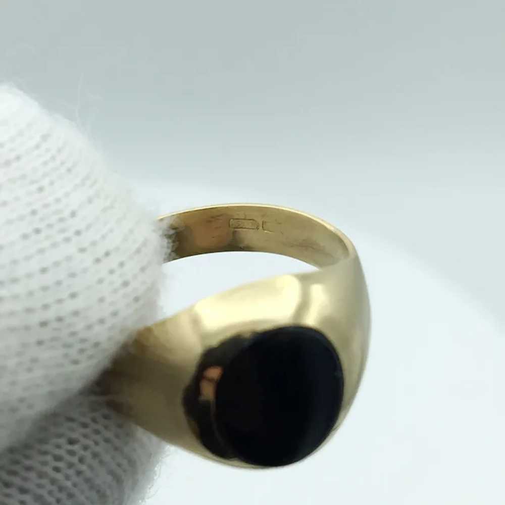 14K Black Onyx Signet Ring - image 4