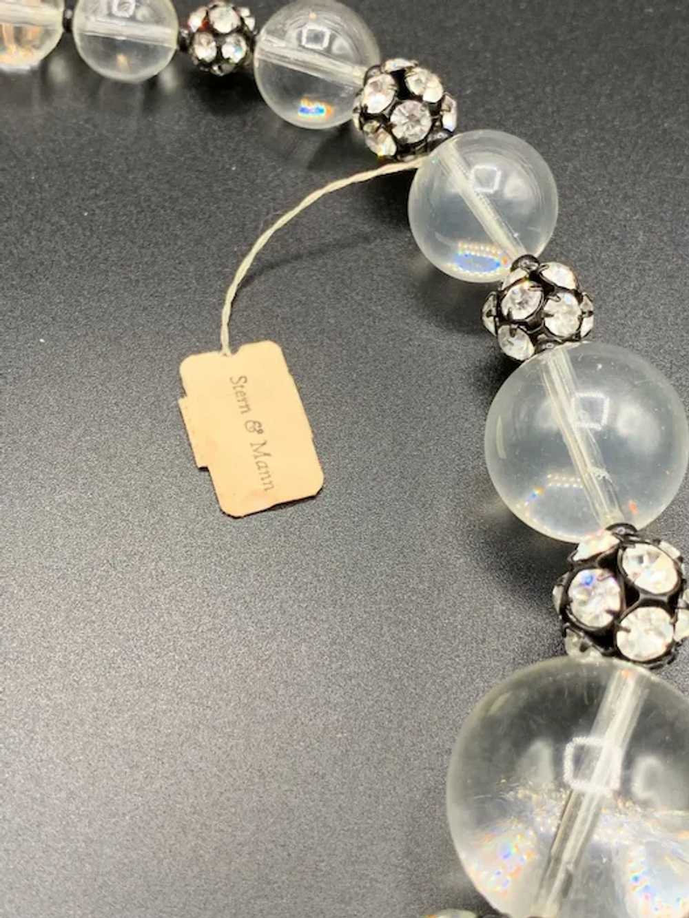 Lucite Bauble Necklace with Rhinestones Ball Spac… - image 4