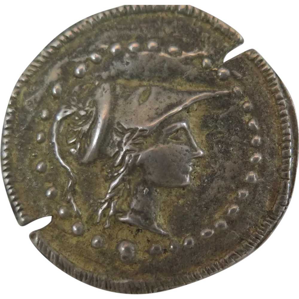 Early 1900s 800 Silver Roman Coin Style Brooch - image 1