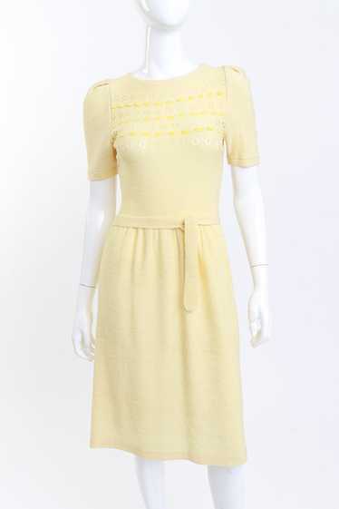 ADOLFO Yellow Ribbon Weave Knit Dress