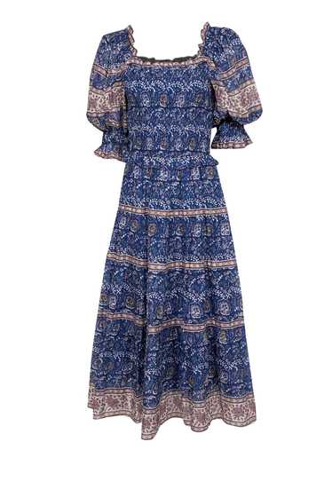 Sea NY - Blue w/ Multicolor Paisley Print Smocked 