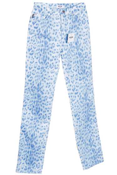 1990s Deadstock Moschino Pants Blue Leopard Print 