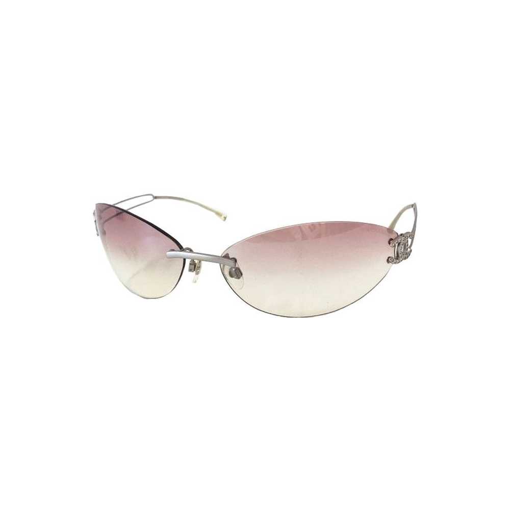 Chanel Chanel CC Logo Silver Purple Rimless Rhine… - image 1