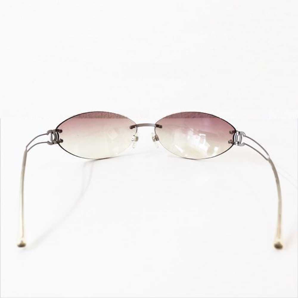 Chanel Chanel CC Logo Silver Purple Rimless Rhine… - image 3