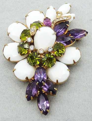 Vintage givre milk glass rhinestone convertible necklace and 2024 brooch- Eisenberg Style