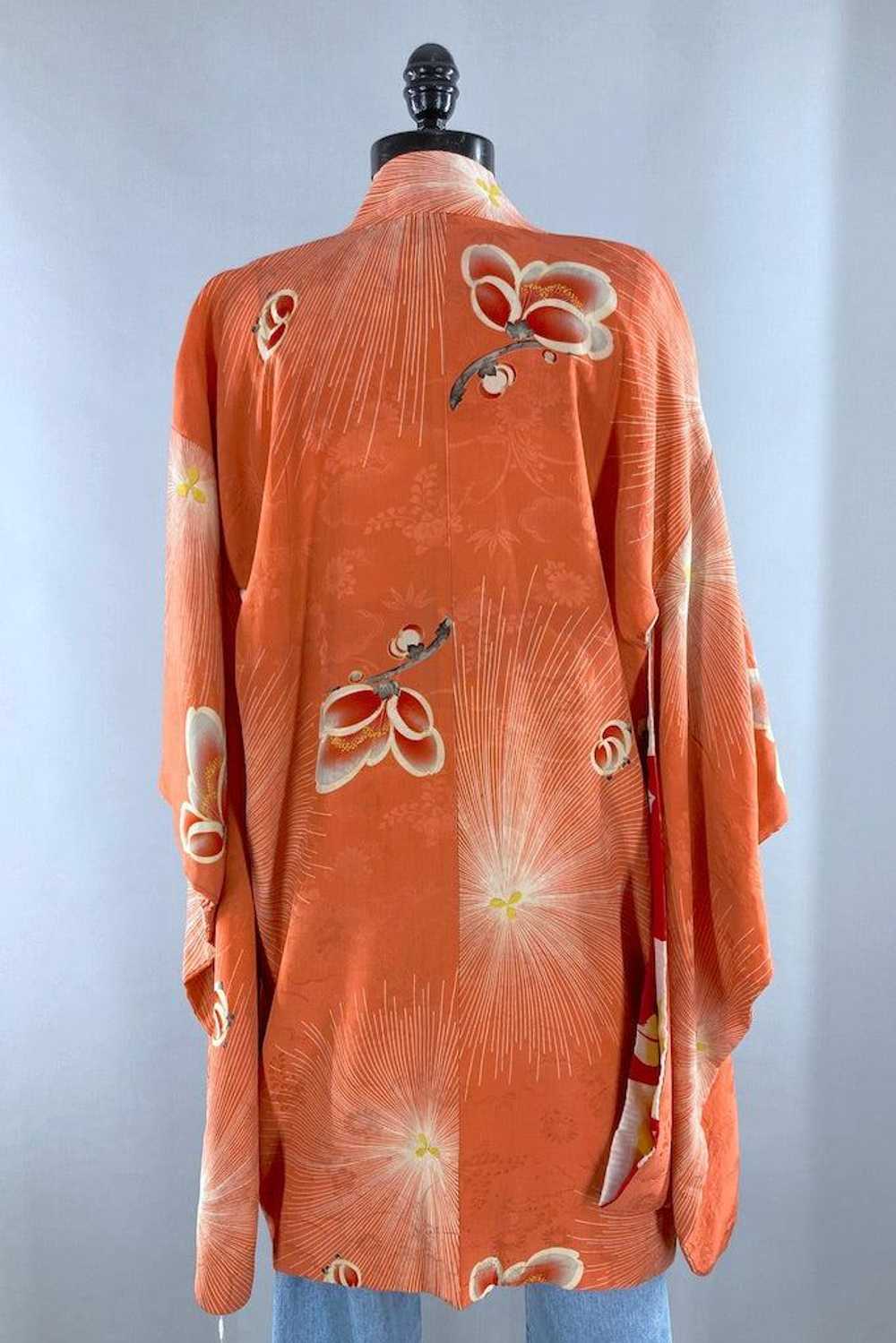 Vintage 1920s Peach Floral Silk Kimono Cardigan - image 5