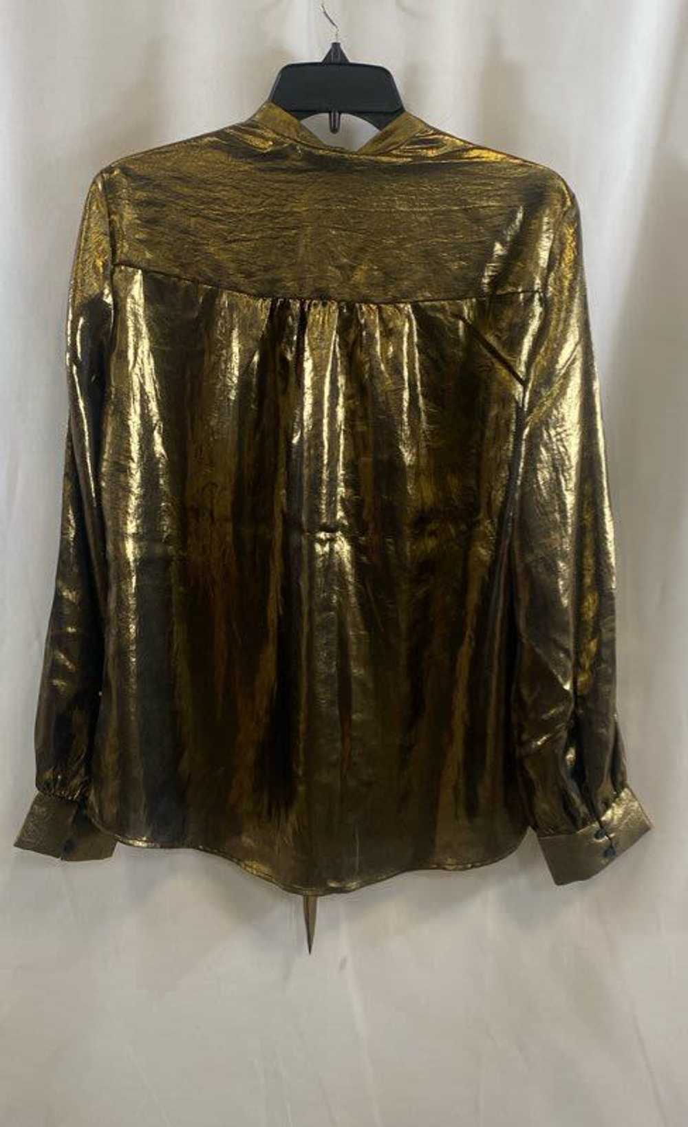 NWT Express Womens Metallic Gold Long Sleeve Tie … - image 2