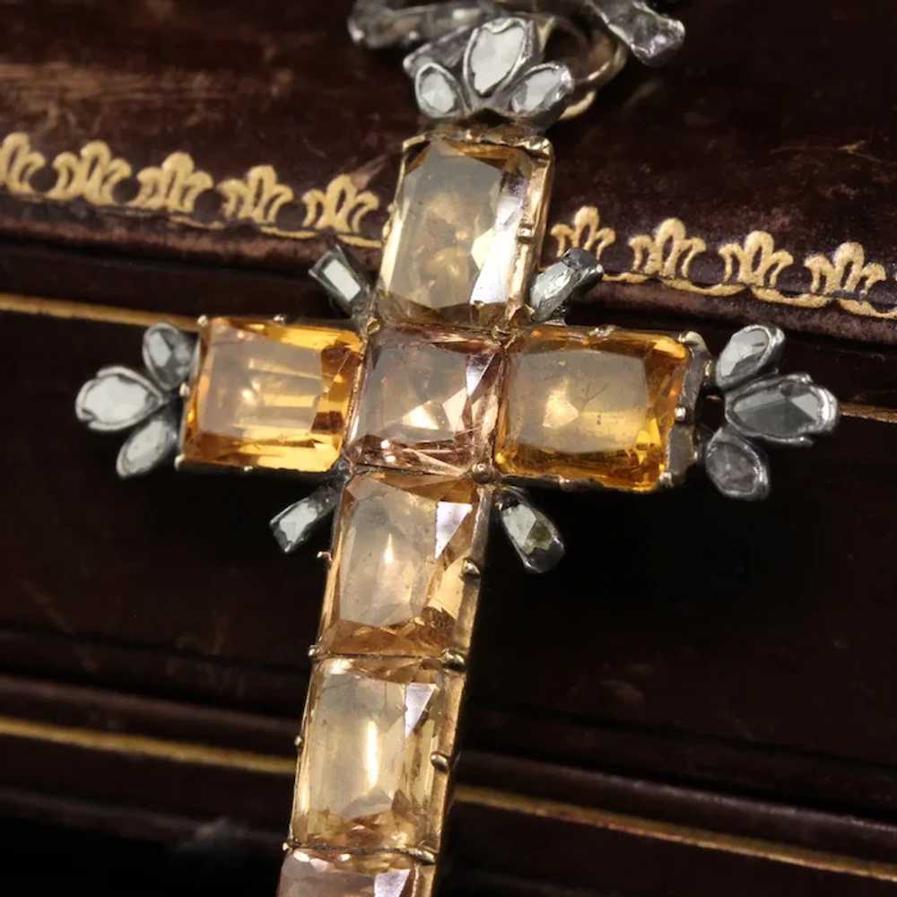 Antique Georgian 18K Gold and Silver Citrine Rose… - image 3