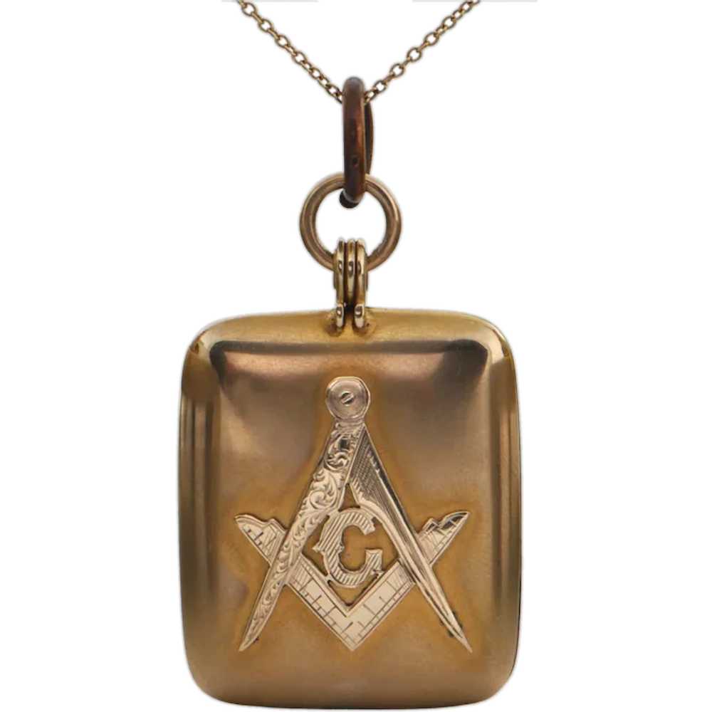 Antique 14K Two-Toned Gold Masonic Locket (C.1921) - image 1