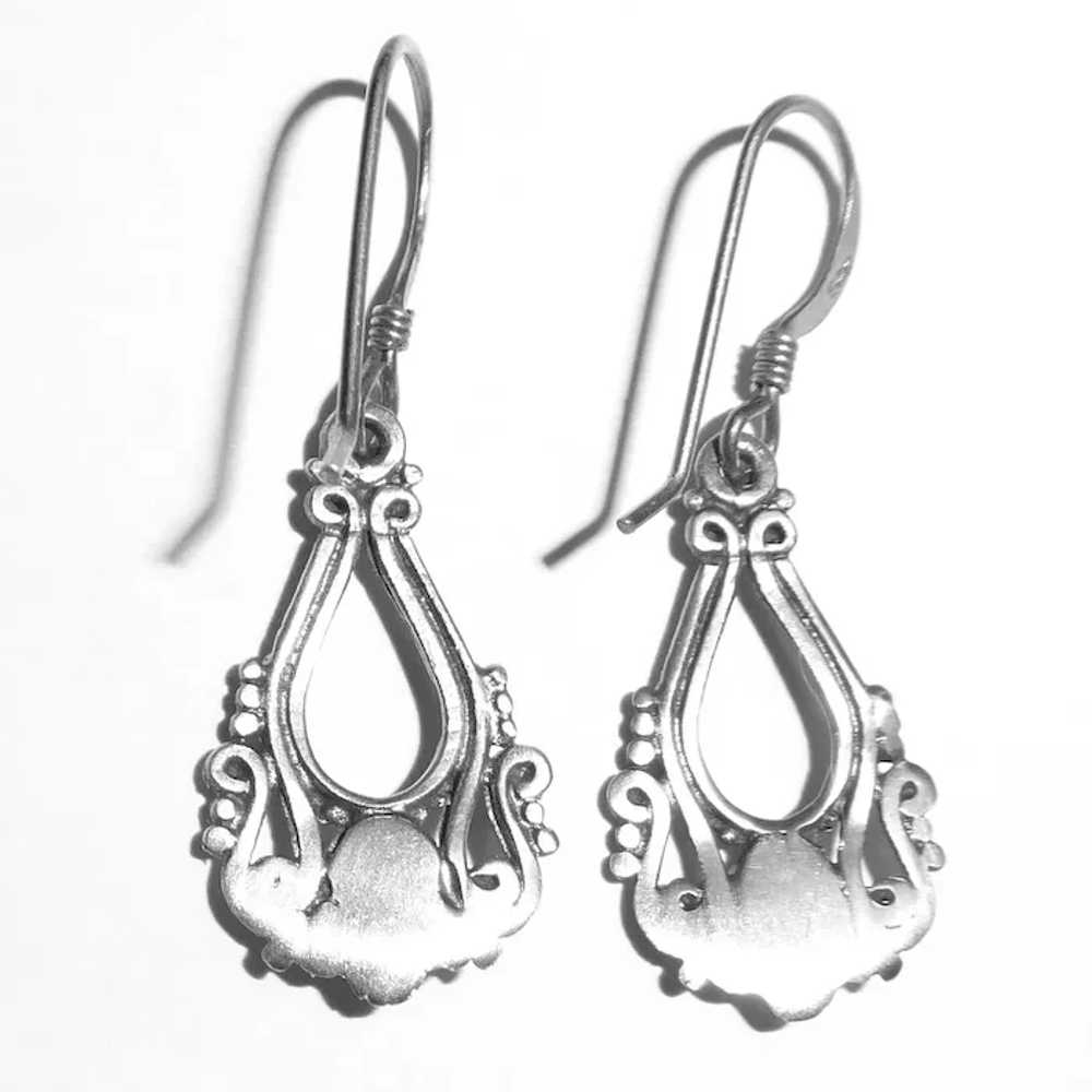 Ethnic Sterling Drop Earrings w Lapis - image 11