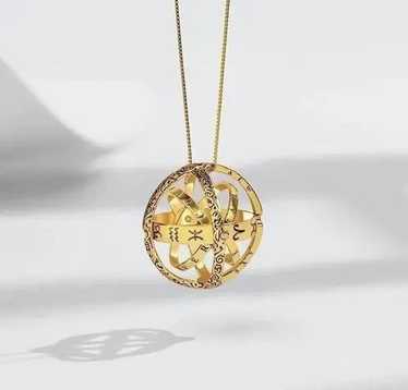 Chain × Diamond Pendant × Jewelry Gold Color Astr… - image 1