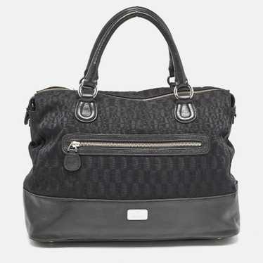 Dior Black Monogram Canvas And Leather Front Pocke
