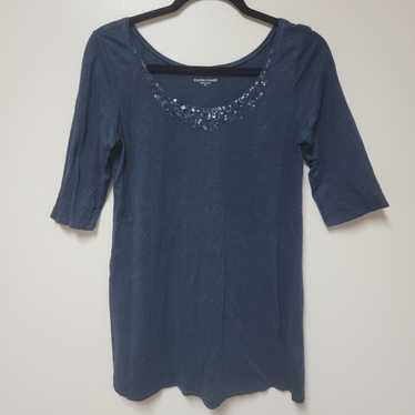 Eileen Fisher 100% Linen Tunic with sequin neckli… - image 1