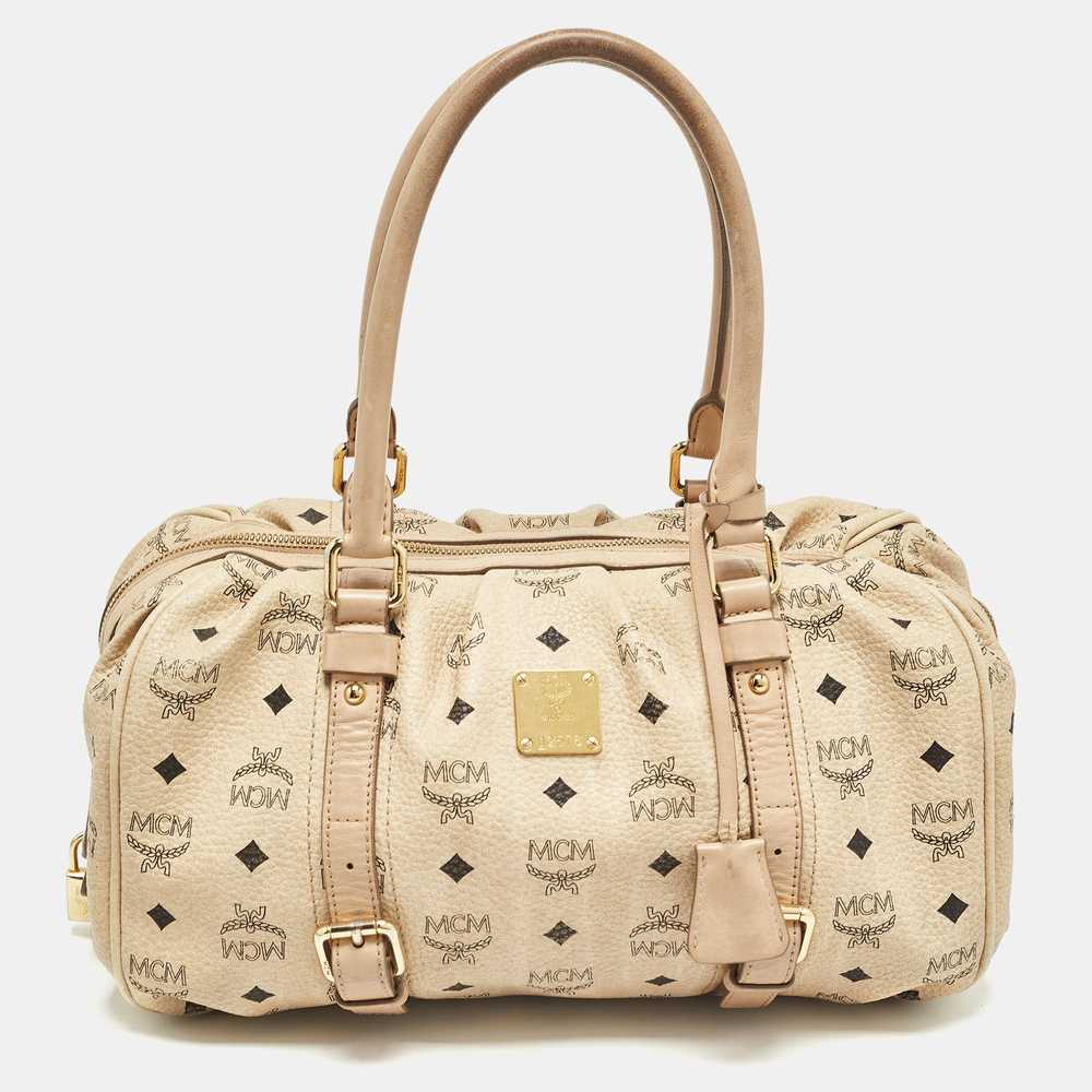 MCM Beige Visetos Coated Canvas Bowler Bag - image 1