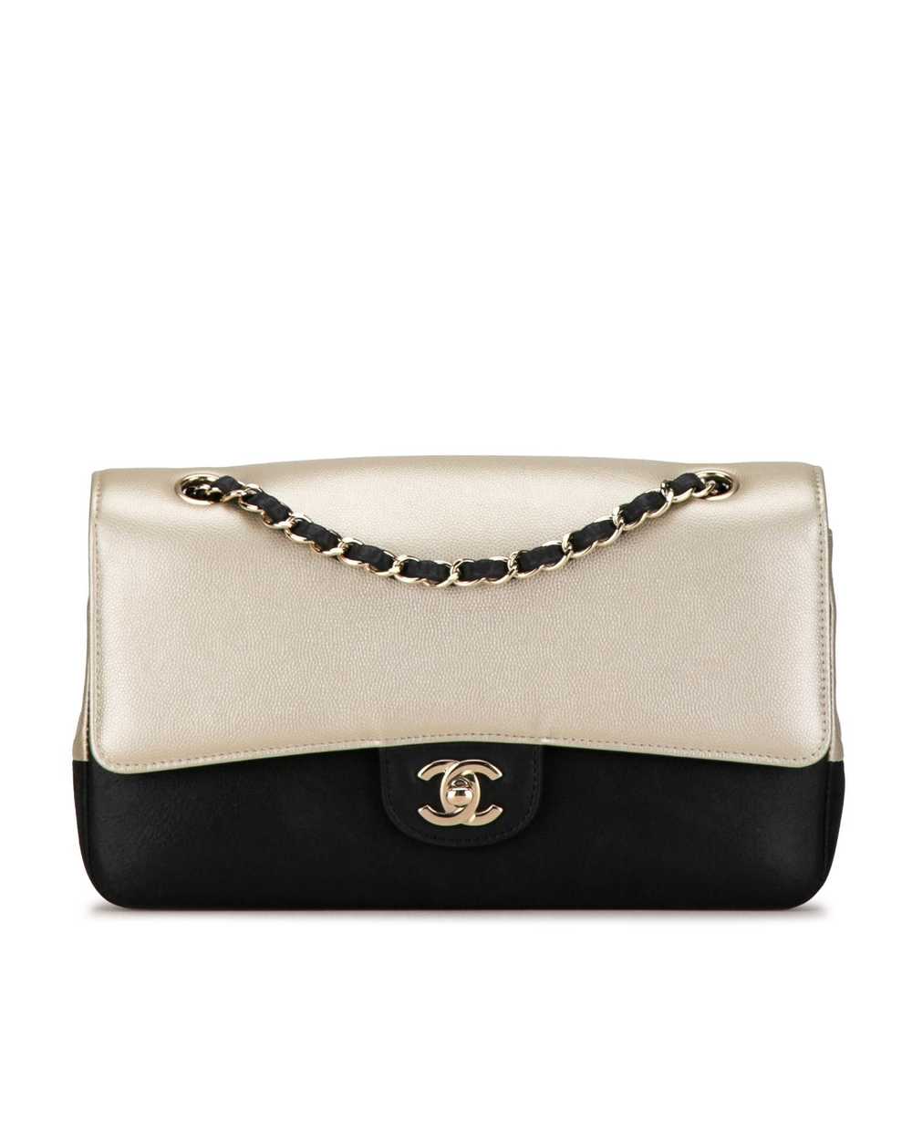 Chanel Bicolor Caviar Double Flap Shoulder Bag - image 1