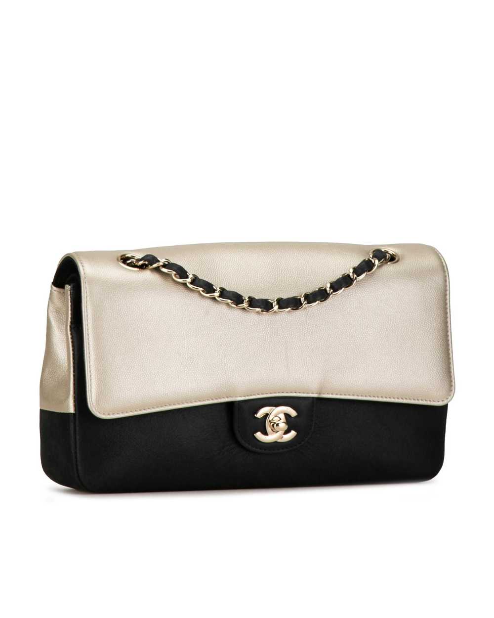 Chanel Bicolor Caviar Double Flap Shoulder Bag - image 2