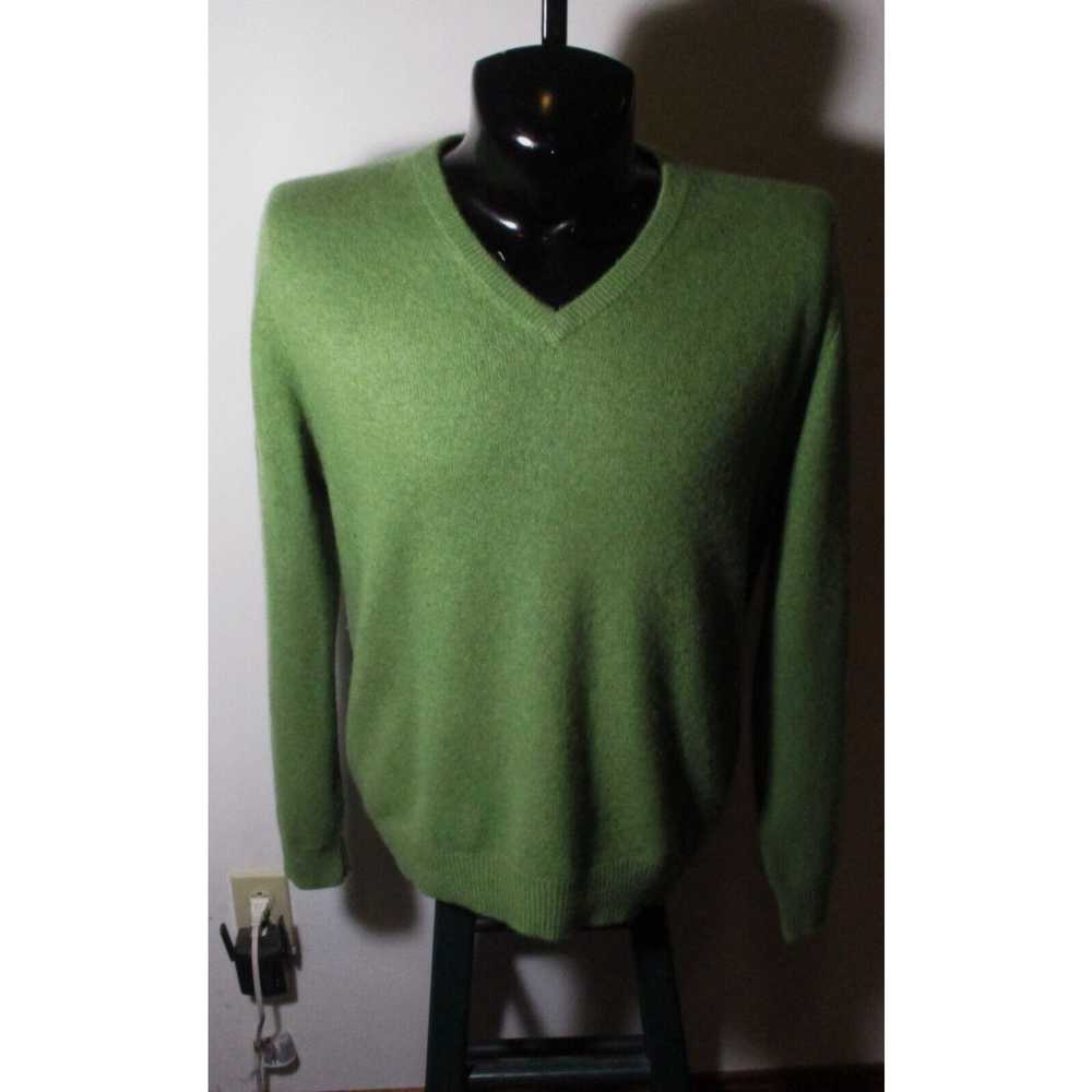 Vintage Men's GRANT THOMAS Green 100% Cashmere V-… - image 1