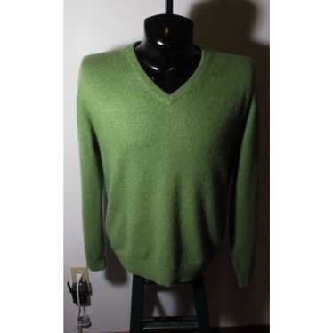 Vintage Men's GRANT THOMAS Green 100% Cashmere V-… - image 1