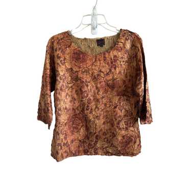 Other Colour Works Large Brown Floral 3/4 Sleeve … - image 1