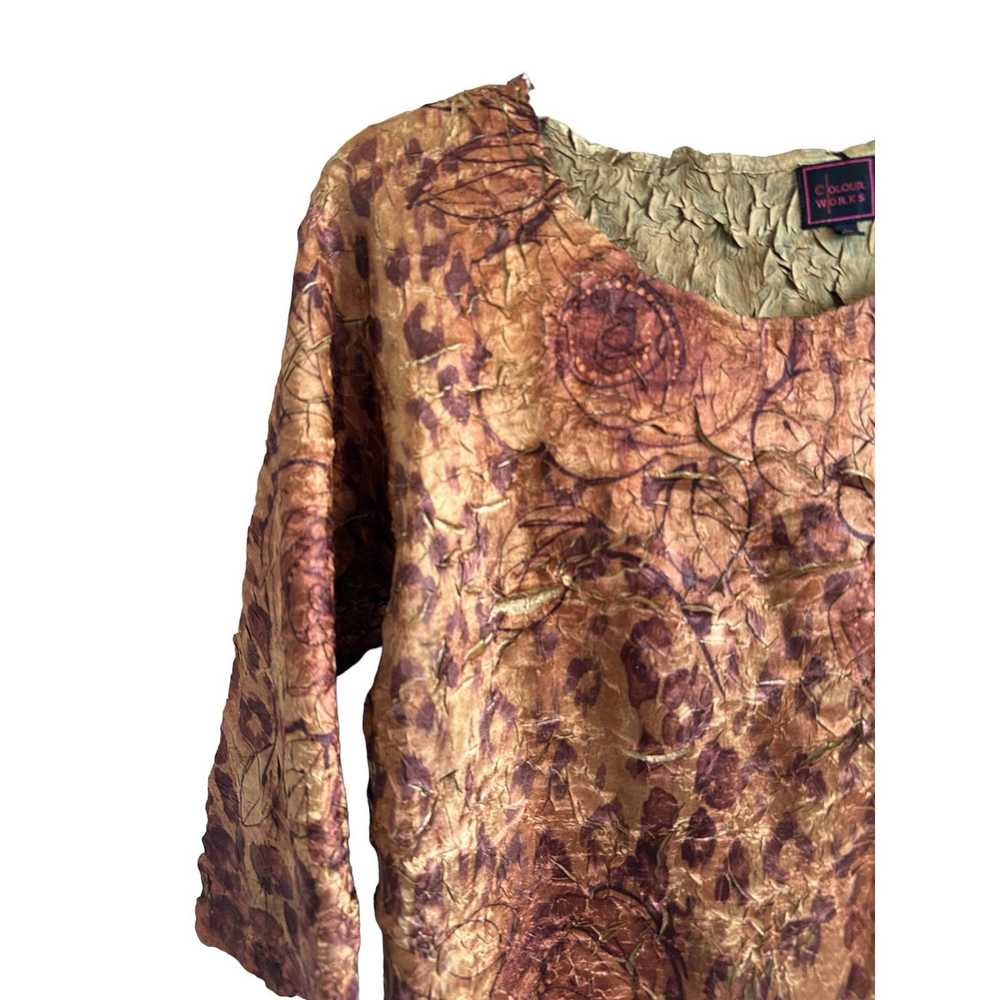 Other Colour Works Large Brown Floral 3/4 Sleeve … - image 3