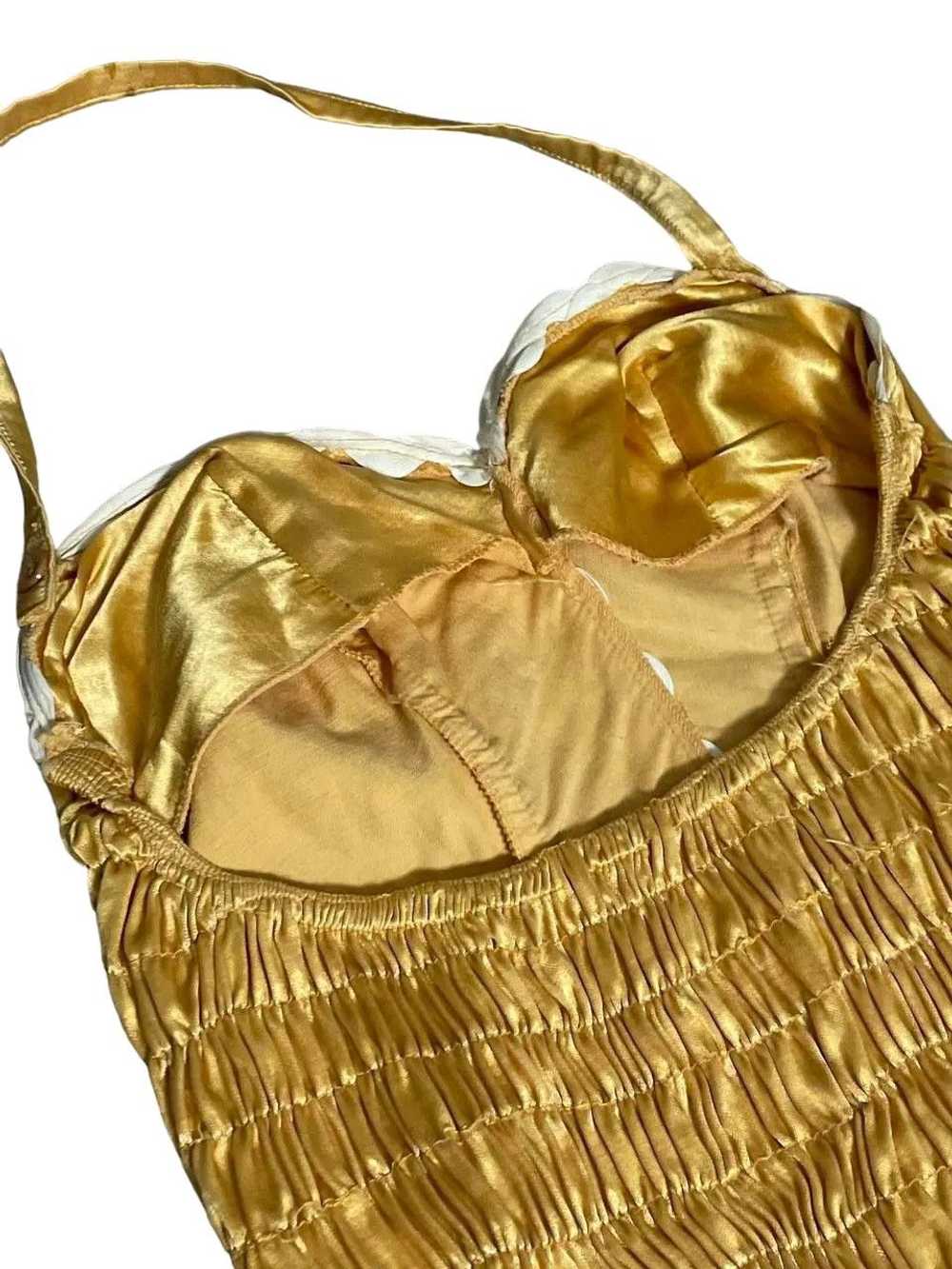 Vintage Vintage 1950s Gold Satin Bathing Suit Min… - image 7